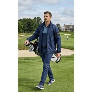 Nike Full Zip Mesh Lined Windbreaker Jacket Lightweight Breathable Golf Swoosh L